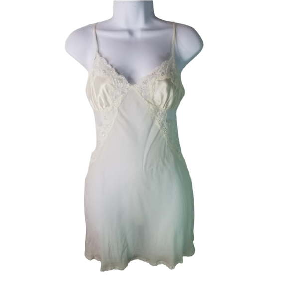 Vtg y2k Victorias Secret Fairy silk mesh lace sequin sheer chemise slip dress